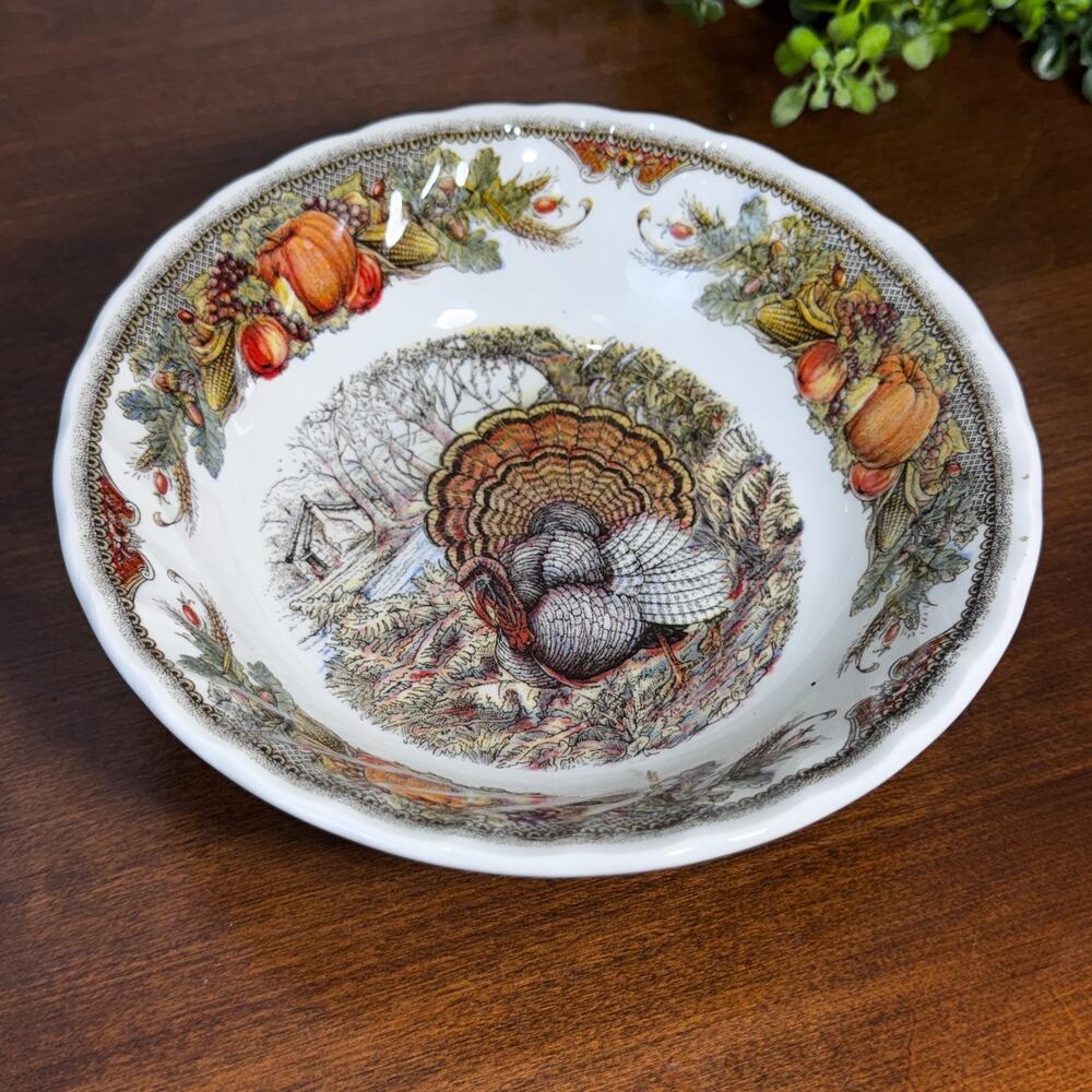 Queen's Harvest Bounty Bowl 6.5" Turkey Made in England Autumn Thanksgiving